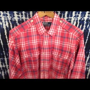 Euc Polo naval Plaid officer Sz L